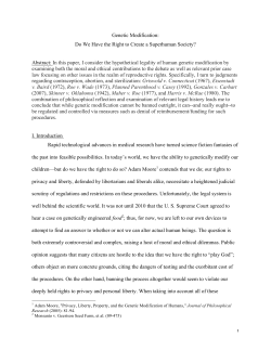 1 Genetic Modification: Do We Have the Right to Create a