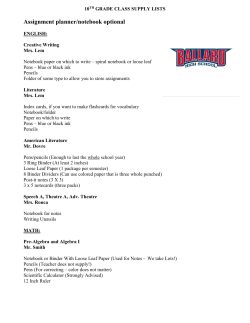 10th Grade Supply List