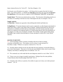 Quote Analysis Review for “Life of Pi” – Part One (Chapters 1