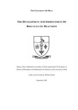 THE DEVELOPMENT AND IMPROVEMENT OF BIOCATALYTIC