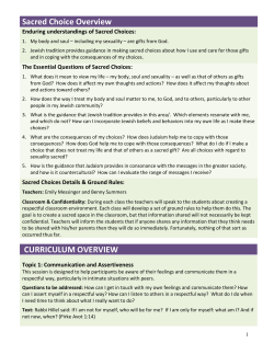 Sacred Choice Overview CURRICULUM OVERVIEW