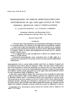 Demography of Serum Immunoglobulins