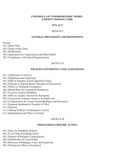 Uniform Eminent Domain Code