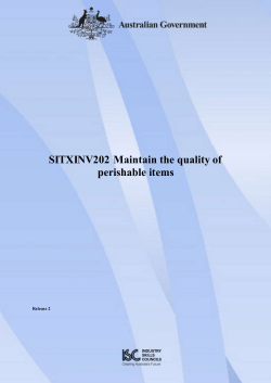SITXINV202 Maintain the quality of perishable items