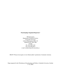Peacekeeping: Organized Hypocrisy?