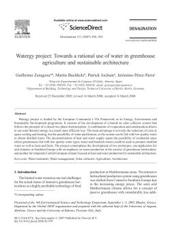 Watergy project: Towards a rational use of water in greenhouse