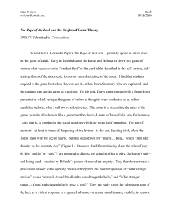 The Rape of the Lock and the Origins of Game Theory DRAFT