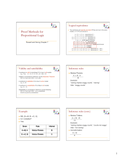 Proof Methods for Propositional Logic