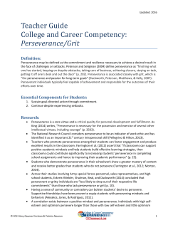 Teacher Guide College and Career Competency: Perseverance/Grit