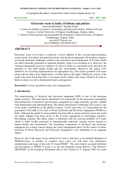Electronic waste in India: Problems and policies ABSTRACT