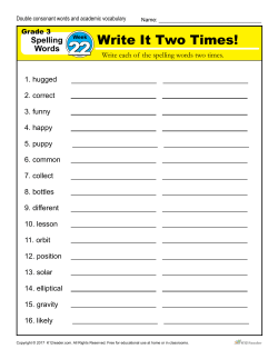 Spelling Words Grade 3 Week