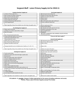 Sergeant Bluff - Luton Primary Supply List for 2010-11
