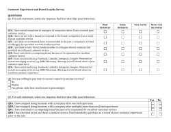 Customer Experience and Brand Loyalty Survey QUESTIONS Q1