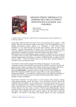 Micronutrient Sprinkles to Address Multiple Nutrient Deficiencies in