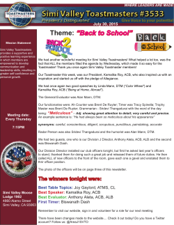 July 30, 2015 - Simi Valley Toastmasters