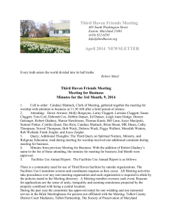 Third Haven Friends Meeting April 2014 NEWSLETTER