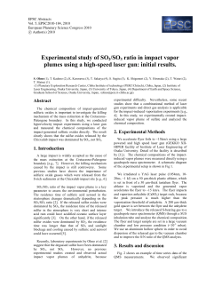 Experimental study of SO2/SO3 ratio in impact vapor plumes using a