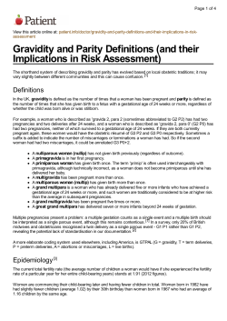 Gravidity and Parity Definitions (and their Implications in Risk