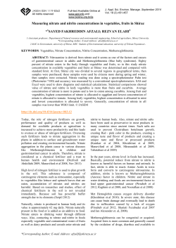 Measuring nitrate and nitrite concentrations in vegetables, fruits in