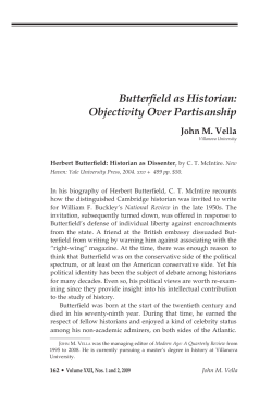 Butterfield as Historian: Objectivity Over Partisanship