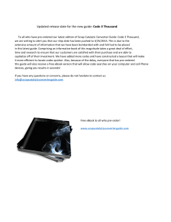 Updated release date for the new guide: Code 3 Thousand