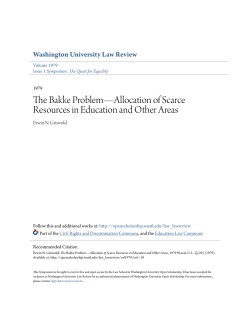 The Bakke Problem&mdash;Allocation of Scarce Resources in Education