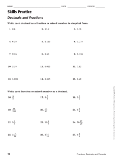 Decimals Fractions Percent Page 2