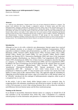 Internet Names as an Anthroponomastic Category