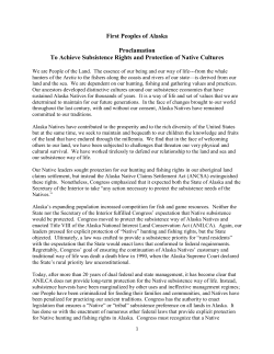 Subsistence Proclamation 2012 - Alaska Federation of Natives