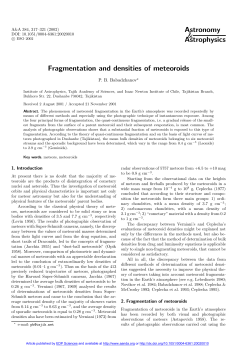 Fragmentation and densities of meteoroids