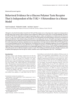 Behavioral Evidence for a Glucose Polymer Taste Receptor That Is