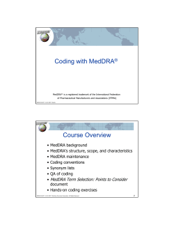 Coding with MedDRA Tutorial