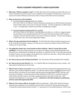 POLICE ACADEMY FREQUENTLY ASKED QUESTIONS