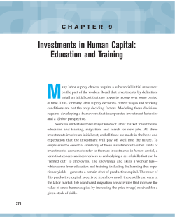 Investments in Human Capital: Education and Training