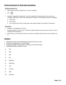 Practice Homework 22: Molar Mass Calculations
