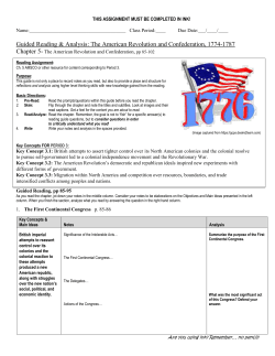 The American Revolution and Confederation, 1774