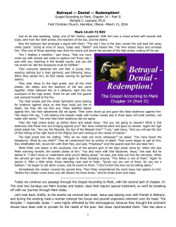 Betrayal &mdash; Denial &mdash; Redemption! - First Christian Church, Hamilton