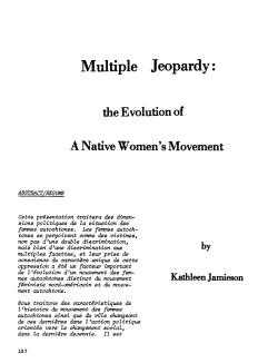 Multiple Jeopardy: the Evolution of A Native Women`s Movement