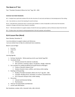 This Week in 6th ELA ELA 6 Lesson Plan (Ward)