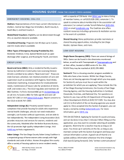 EMERGENCY HOUSING: CALL 211 Shelters