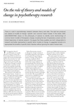 On the role of theory and models of change in psychotherapy research