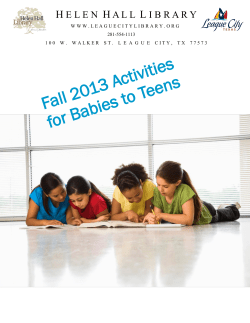 Fall 2013 Activities for Babies to Teens