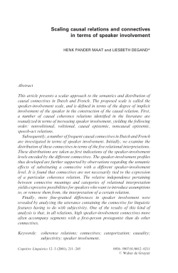 Scaling causal relations and connectives in terms of speaker