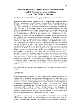 Discourse Analysis of Cross-Cultural Post
