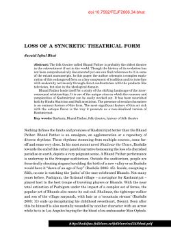 Loss of a Syncretic Theatrical Form