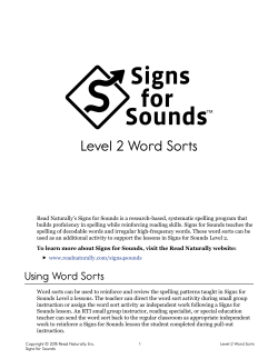 Signs for Sounds Level 2 Word Sorts