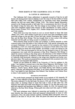 Food Habits of the California Gull in Utah