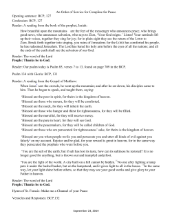 An Order of Service for Compline for Peace Opening sentence: BCP