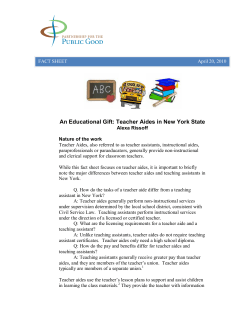 An Educational Gift: Teacher Aides in New York State