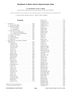 Handbook of Basic Atomic Spectroscopic Data
